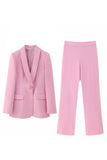 Pink Sjal Revers One Button 2 stykker Kvinder Suits