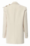 Beige Oversize Kvinder Blazer med 3D Sommerfugle