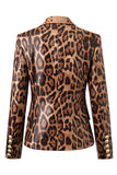 Leopard Print Peak revers Langærmet Kvinder Blazer