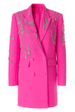 Sparkly Fuchsia Sjal Revers Kvinder Blazer