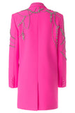 Sparkly Fuchsia Sjal Revers Kvinder Blazer