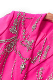 Sparkly Fuchsia Sjal Revers Kvinder Blazer