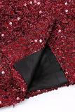 Glitrende Burgundy Bodycon Maxi Blazer til kvinder