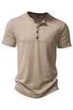 Khaki Regular Fit Crewneck Mænds Polo Shirt med knap