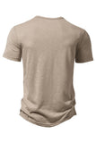 Khaki Regular Fit Crewneck Mænds Polo Shirt med knap