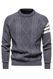 Grå mænds rund hals Slim Fit Pullover Sweater