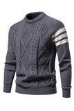 Grå mænds rund hals Slim Fit Pullover Sweater