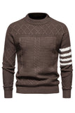 Hvid mænds rund hals kabel pullover sweater