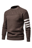 Hvid mænds rund hals kabel pullover sweater