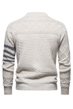 Hvid mænds rund hals kabel pullover sweater