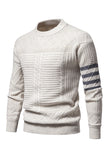 Hvid mænds rund hals kabel pullover sweater