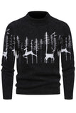 Mænds sort Slim-fit rund hals Jul Hjort Print Sweater