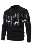 Mænds sort Slim-fit rund hals Jul Hjort Print Sweater