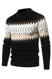 Sort Colorblock rund hals Slim Fit Mænds Sweater Top