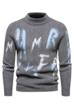 Hvid rund hals Slim Fit Mænds sweater