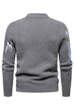 Hvid rund hals Slim Fit Mænds sweater