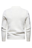 Hvid rund hals Slim Fit Mænds sweater