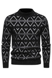 Hvid mænds rund hals stribet print pullover sweater