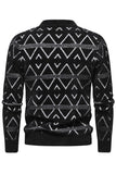 Hvid mænds rund hals stribet print pullover sweater