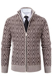 Mænds Jacquard Plus fløjl Casual Stand Collar Cardigan jakke