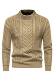 Hvid Jacquard rund hals mænds strik sweater