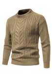 Hvid Jacquard rund hals mænds strik sweater