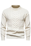 Hvid Jacquard rund hals mænds strik sweater