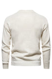 Hvid Jacquard rund hals mænds strik sweater