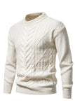 Hvid Jacquard rund hals mænds strik sweater