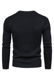 Sort rund hals mænds lynlås strikket sweater