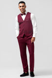 Burgundy 3 Pieces Peak Revers Mænds Galladragter