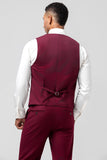 Burgundy 3 Pieces Peak Revers Mænds Galladragter