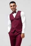 Burgundy 3 Pieces Peak Revers Mænds Galladragter