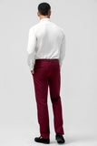 Burgundy 3 Pieces Peak Revers Mænds Galladragter