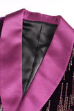 Glitrende Lilla Sjal Revers Pailletter Prom Blazer