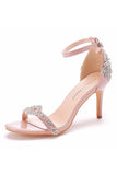 Pink Rhinestone ankelstropper Prom sandaler