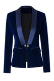 Velvet Royal Blue Shawl Revers Kvinder Blazer