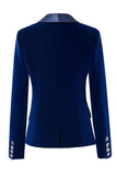 Velvet Royal Blue Shawl Revers Kvinder Blazer