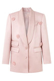 Blush Sjal Revers Kvinder Blazer med 3D Blomster