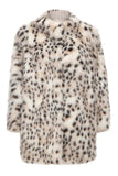 Hvid leopardprint Over Size Kvinders pelsfrakke