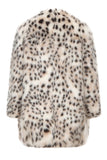 Hvid leopardprint Over Size Kvinders pelsfrakke