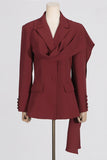 Burgundy Peak revers enkeltradet Kvinder Blazer