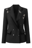 Glitrende sort hak revers Rhinestones kvinder fest blazer