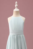 Mint Halter A-linje plisseret lang Junior brudepigekjole