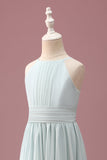 Mint Halter A-linje plisseret lang Junior brudepigekjole