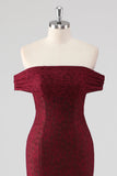 Bordeaux blonder havfrue Off The Shoulder formel kjole