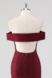 Bordeaux blonder havfrue Off The Shoulder formel kjole