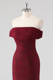 Bordeaux blonder havfrue Off The Shoulder formel kjole