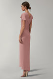 V-hals Havfrue Pink Chiffon Lang Mor Til Brud Kjole