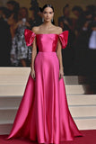 Elegant Fuchsia A Line Off The Shoulder Gala Kjole